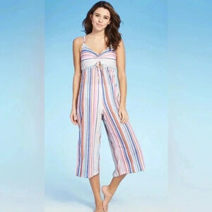 New! Xhilaration Cropped Multi Color Jumpsuit SZ Small NWT